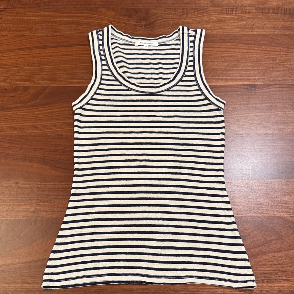 Emerson Fry GO TO TANK TOP - NAVY STRIPE ORGANIC Size XSmall - Picture 2 of 6